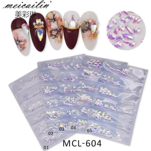 1 Pack Mixed Size 3D Clear AB Flatback Nail Rhinestones Glass Diamond Crystals Stone Glitter Gems Manicure Nails Art Decorations
