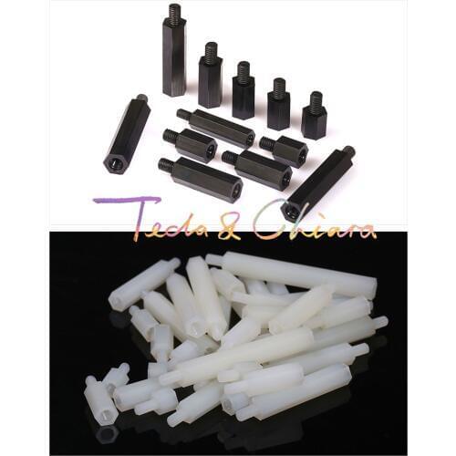 10Pcs M3 x 9mm + 6mm White Black Plastic Nylon Plastic Standoff Hex Column Support Male-Female Spacer Phillips Head Screw