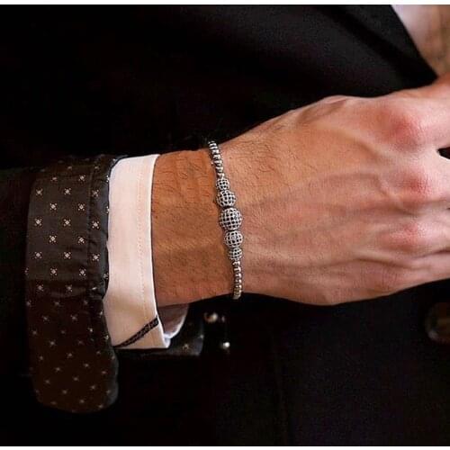 2020 Fashion Charm Bracelet Men Classic Disco Ball Adjustable Woven Beads Bracelet For Men Jewelry Pulseira Hombres