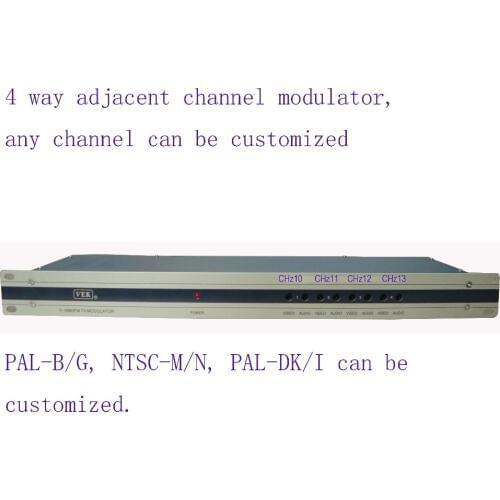 4 way CATV modulator Adjacent Frequency Modulator for hotel/school/dormitory/house 4 AV in 1 RF out PAL-B/G, NTSC-M/N, PAL-DK/I