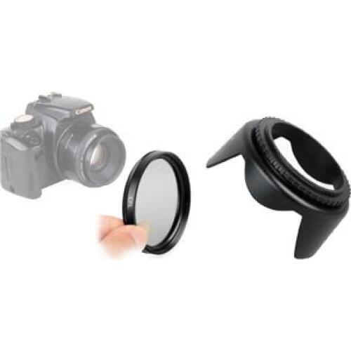 55mm CPL polarizing filter +Flower lens hood kit for DSLR d3100 d3200 d5100 Camera accessories