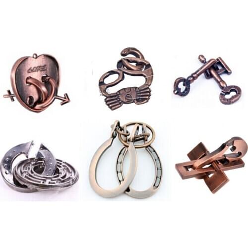 6PCS/Set Classic IQ Metal Puzzles Classic Mind Brain Teaser Puzzle Game for Adults Children