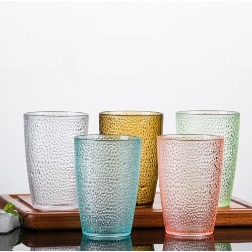 6Pcs Acrylic Cup Plastic Transparent Color Water Cup Creative Anti-Fall Home Set Restaurant Beer Drinking Kitchen Meal Bar
