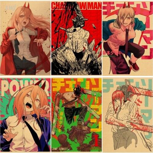 Anime Posters Anime Chainsaw Man Retro Poster Wall Posters Home Decor Wall Art Canvas Painting Photos for Childrens Room Decor