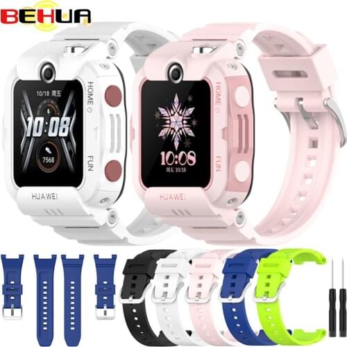 BEHUA Watchband Strap For Huawei Children‘s Watch 4X Smartwatch Replacement Bracelet Soft Silicone Wristband with Tool Correa