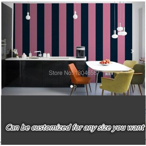 Free shipping custom large murals corridors kitchen background wallpaper Pink and Blue Stripes Wallpaper