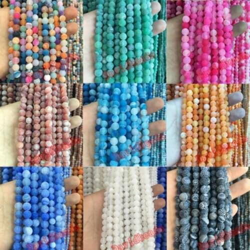 Free Shipping Mysterious Nature Stone Frost Cracked Dream Fire Dragon Veins Agat Beads 4 6 8 10mm fashion jewelry beads FA10