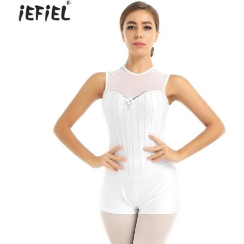 Flower Shiny Shiny Rhinestones Jazz Leotard Bodysuit Women Dance Costume Ballet Gymnastics Solid One-piece Leotard Bodysuit