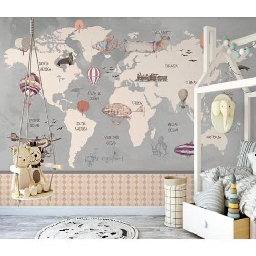 XUE SU Large custom wallpaper mural Nordic hand-painted nautical hot air balloon childrens room indoor background wall optional