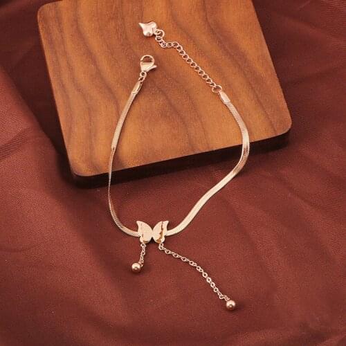 Stainless Steel Butterfly Bracelet for Women Snake Chain Hand Chain Bracelet Animal Jewelry