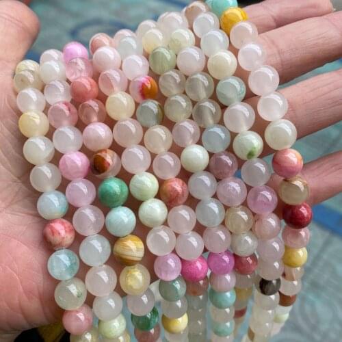 4/6/8/10/12mm Natural Colorful Jades Stone Beads Round Loose Mix Color Jades Stone Beads For Jewelry Making DIY Bracelet 15