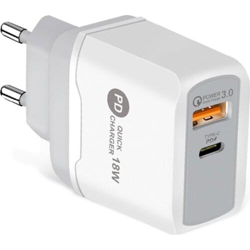 QC3.0 18W PD Fast Charging USB Charger for iPhone 11 12 Pro XS Max XR X 8 Plus Samsung Huawei Xiaomi Android Phone Quick Charger