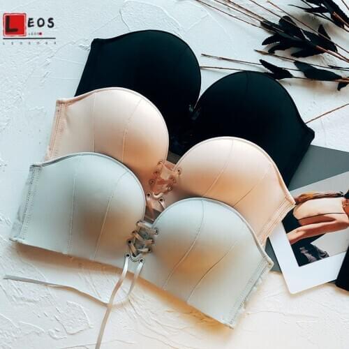 Strapless Bras Push Up Invisible Underwear for Women Seamless Gather Sexy Lingerie Bust Tether Solid Color Bralette Top Backless