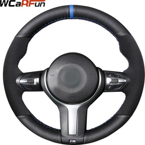 Black Genuine Leather Black Suede Steering Wheel Cover for BMW M4 M5 M6 F87 M2 F80 M3 F82 F12 F13 F85 X5 M F86 X6 M F33 F30