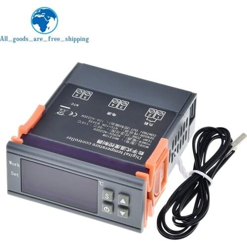 TZT Digital Temperature Controller MH1210W 90-250V 10A 220V Thermostat Regulator with Sensor -50~110C Heating Cooling Control
