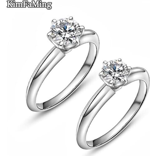 Good Shining Classic Solitaire Engagement Ring for Couples in 925 Sterling Silver Jewelry Proposal Gift SR032