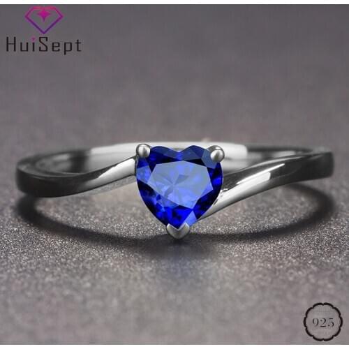 HuiSept Fashion Women Ring Silver 925 Jewelry Heart-shape Sapphire Ruby Gemstone Open Rings for Wedding Party Ornament Wholesale