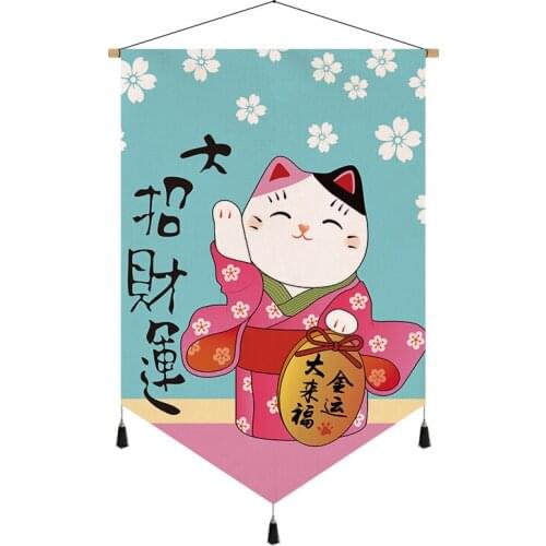 Japanese Style Lucky Cat Hanging Picture Cover Living Room Sofa Background Wall Decorative Painting Wall Art Canvas Posters