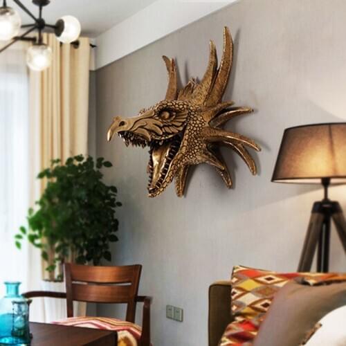 Creative Retro Animal Head Wall Decoration Hotel Living Room Home Dinosaur Head Wall Hanging Decoration Pendant Accessorise Gift