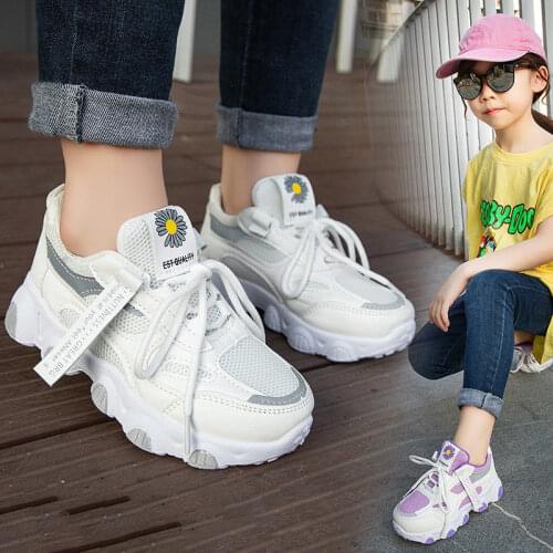 Girls Sneakers New Autumn Childrens Sports Shoes Non-slip Student Running Shoes Mesh Breathable Fashion Girl Casual Tenis Shoes