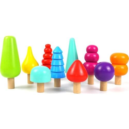 Color Perception Creative Wooden Blocks Toys Rainbow Tree Blocks for Early Development Gift Sensory Education toys Aged