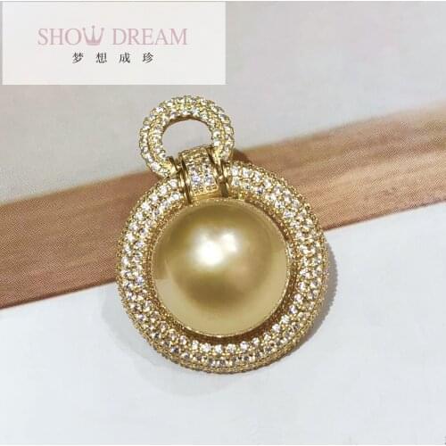 SHOWDREAM S925 Silver Zircon 11-12 mm Philippine Natural Seawater Pearl Pendant new product