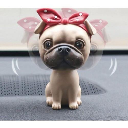 Cute Dog Shaking Head Ornaments Car Interior Pendant Home Garden Decoration Crafts Cute Swing Dog Cartoon Figurines Miniatures