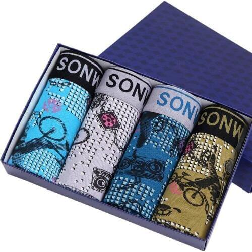 Men Underwear Cotton Calzoncillo Hombre Breathable Mens Boxer Solid Underpants 4pcs/lot Comfortable Boxers For Men Size L-4XL