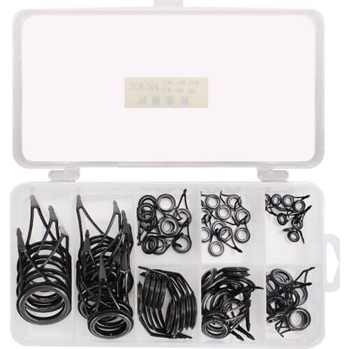 75pcs Mixed Stainless Steel Fishing Line Guide Ceramic Fishing Rod Wire Ring Tip Set Kit Strong DIY Eye Rings for Lure Rod Kit