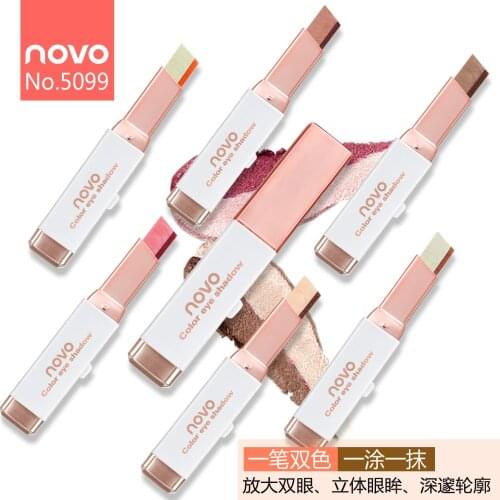 NOVO Double Color Stereo Gradient Velvet Eyeshadow Stick Shimmer Earth Shadow Cream Pen Cosmetic Makeup Set