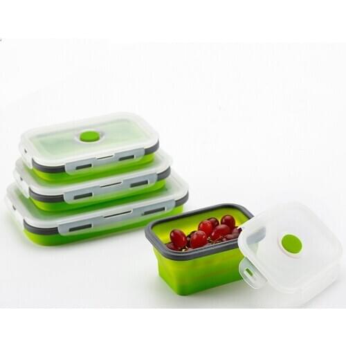 New FDA Folding Silicone Lunch Box Simple Microwave Lunch Box Portable Plastic Lunch Box