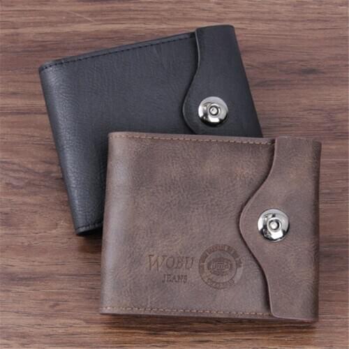 New Men PU Leather Purse Short Hasp Trifold Wallets Male High Quality Large Capacity Credit Card Holders Money Bag Purse