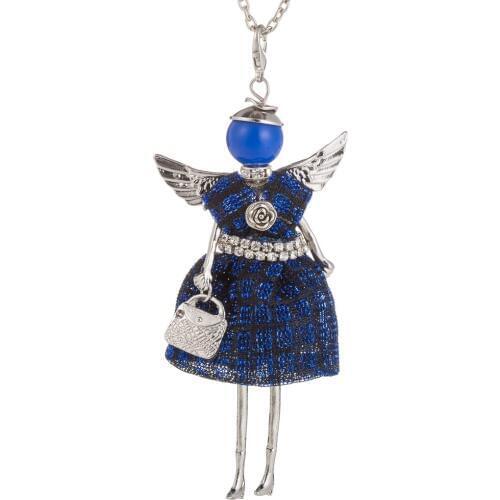 Cute Yarn Cloth Angel wings Dress Doll Necklace Women Sweater chain Necklaces Jewelry Christmas Gifts Jewelry Accessories