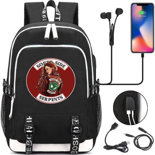 Hot TV RIVERDALE USB Backpack Laptop Bags Cosplay Kids Teens Shoulder Travel Bags Student School Bag Bookbag Gift