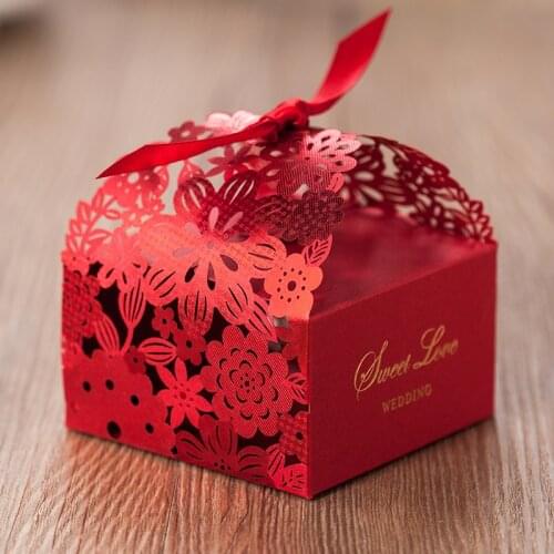 Red Candy Box Wedding Favor Marriage Baby Shower Gift Treat Box Party Event Supply