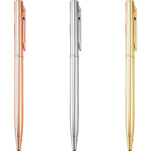Luxury Quality 1.0mm Ballpoint Pen Business Office School Stationery Ball Point Pens Rose Gold Financial Writing Signature Pen