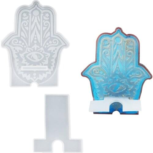 Silicone Mould Crystal Epoxy Resin Mold Cellphone Bracket Holder Hand Of Fatima Palm Phone Stand Desktop Mobile Phone Holder