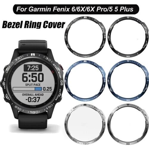 Steel For Garmin Fenix 6 Pro 6X Sapphire/Fenix 5 Plus Bezel Rings Adhesive Anti Scratch Metal Cover Protective Watch Accessories