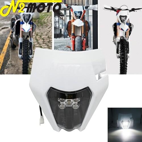 2020 Supermoto LED Headlight For Visor Headlamp Mask Kit For 30W 6000K MXF300RX MXF250TS 250RX 105TS EXC Six Days