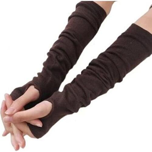 Warm Knit Wool Fingerless Gloves Ladies Winter Knitted Half Finger Cuff Gloves Women Winter Long Mittens Unisex