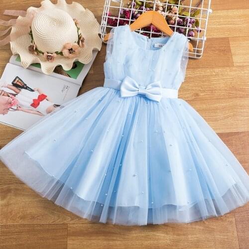 Princess Bow Tulle Girls Dresses Wedding Birthday Party Elegant Tutu Costume Kids Children 4 5 6 7 8 9 10 Year Evening Prom Gown