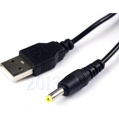 USB A to DC 5V 4.0mm/1.7mm Power Adapter Cable Lead 80cm Charger for Sony PSP Copper Wire Black CB0417