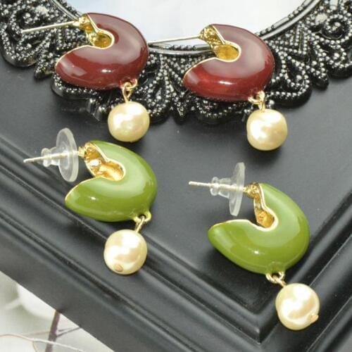 Wholesale trade Womens Needle Ear Cloth Nail Oil Drop Ear Pearl Elegant Drop Temperature Couple Decoration