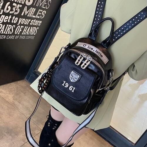 Womens Backpack Leather Female Handbag Luxury Women Brand Handbags Bright Surface Ironing High-Capacity Backpacks For Girls