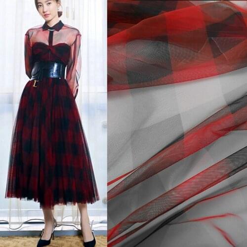 100X145cm Lattice Pattern Mesh Polyester Fabric For Woman Girl Summer Long Dress DIY Sewing