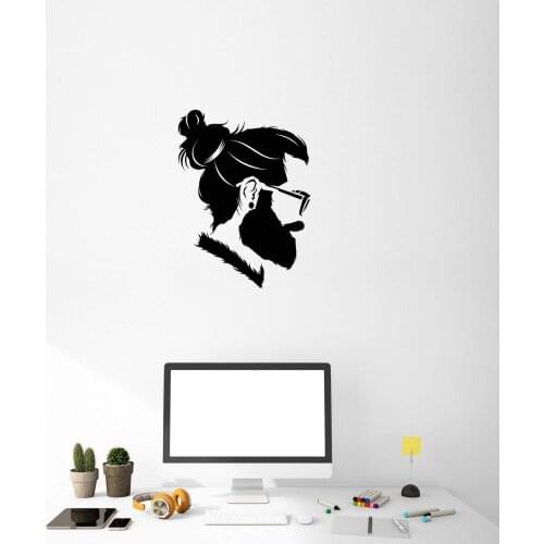 Office wall stickers decoration barber shop fashion office beauty shop fashion man head wall sticker office area decoration bg29