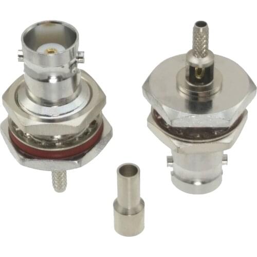 10pcs Connector BNC female jack bulkhead crimp RG174 RG316 LMR100 cable straight