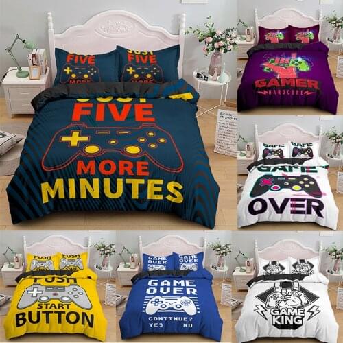 3D Bedding Set for Boys Twin Comforter Cover Duvet Kids Colorful Action Buttons Printed Quilt Soft Microfiber Bedspr
