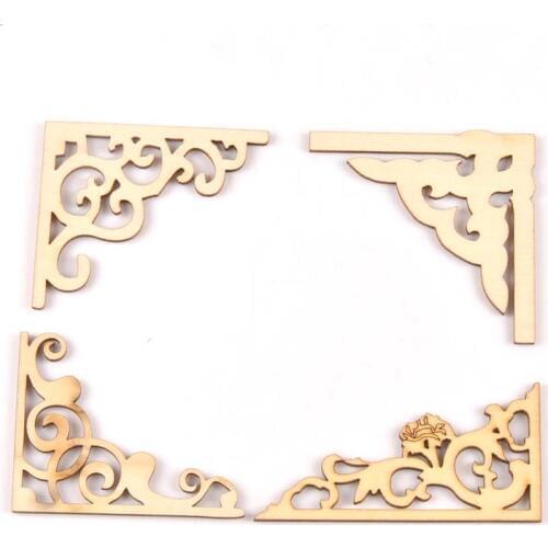 4pcs mixed wooden Flower Lace Corner Scrapbooking Corners DIY Home Decorative handicrafts ornament Diy craft 7cm MT1906