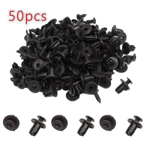 50pcs 6mm Hole Plastic Rivets Fasteners Clips Car Bumper Fender Auto Fastener Clip Mixed Car Body Push Retainer Pin Rivet Bumper